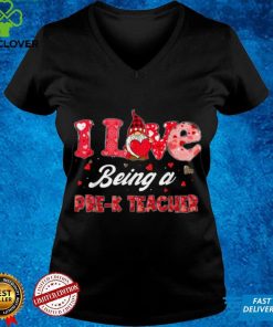 Funny Gnome Hearts I Love Being A Pre K Teacher Valentines T Shirt