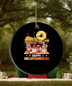 Funny Gnomes HalloThanksMas Thanksgiving Xmas Gnome Ornament