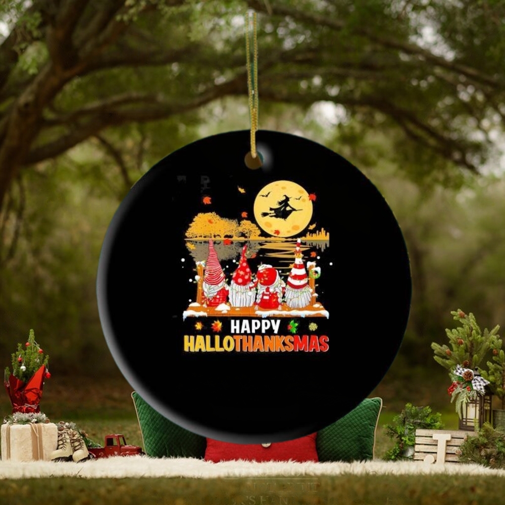 Funny Gnomes HalloThanksMas Thanksgiving Xmas Gnome Ornament Funny Gnomes HalloThanksMas Thanksgiving Xmas Gnome Ornament