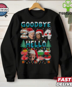 Funny Goodbye 2024 Hello 2025 Trump Christmas New Year’s Eve T-shirt holiday and political design