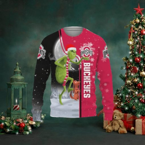 Funny Grinch For Christmas Holiday 2023 With Ohio State Buckeyes Ugly Sweater