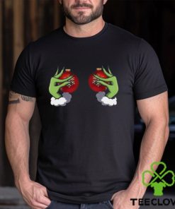 Funny Grinch Hand Is On The Breast Shirt