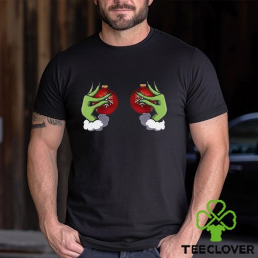 Funny Grinch Hand Is On The Breast Shirt