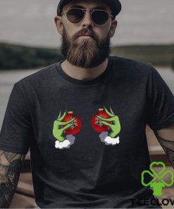 Funny Grinch Hand Is On The Breast Shirt