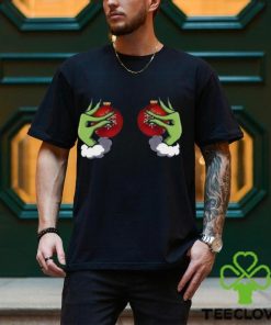 Funny Grinch Hand Is On The Breast Shirt