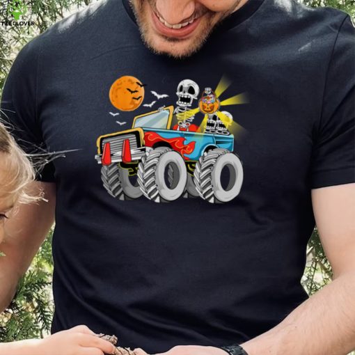 Funny Halloween Skeleton Monster Truck Kids Boys Toddler T Shirt