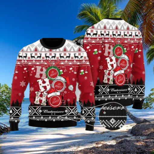 Funny Hohoho Budweiser Beer Ugly Christmas Sweater