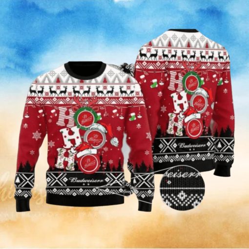 Funny Hohoho Budweiser Beer Ugly Christmas Sweater