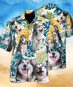 Funny Husky Tropical Leaf Hawaiian Shirt Beach Gift For Dog Lovers
