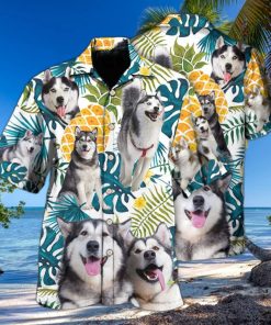 Funny Husky Tropical Leaf Hawaiian Shirt Beach Gift For Dog Lovers