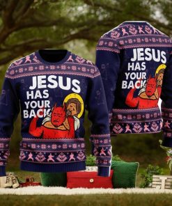 Funny Jesus Has Your Back Ugly Christmas Sweater For Men And Women