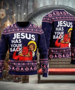 Funny Jesus Has Your Back Ugly Christmas Sweater For Men And Women