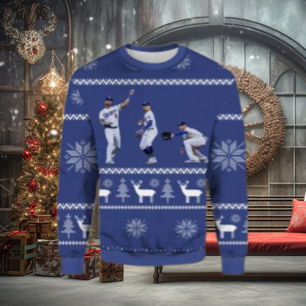 Funny LA Dodgers In Game Action Ugly Christmas Sweater Funny LA Dodgers In Game Action Ugly Christmas Sweater