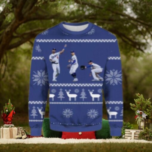 Funny LA Dodgers In Game Action Ugly Christmas Sweater