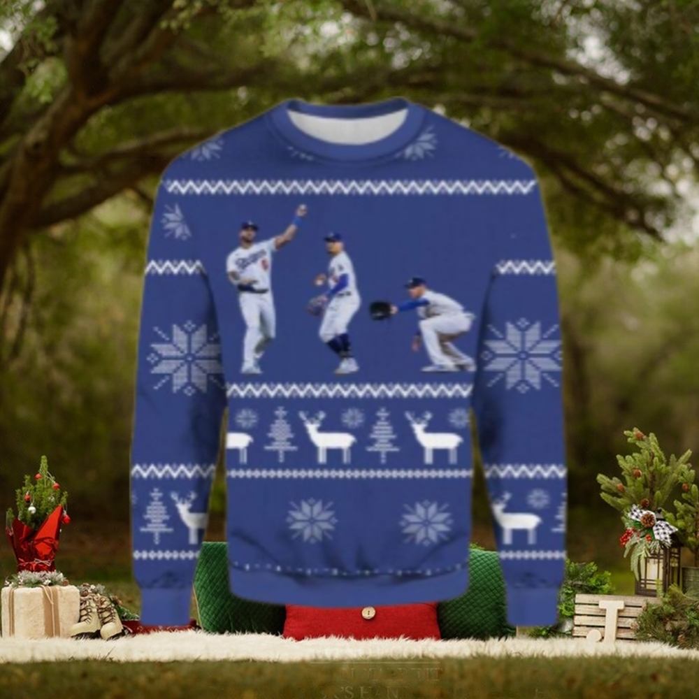 Funny LA Dodgers In Game Action Ugly Christmas Sweater Funny LA Dodgers In Game Action Ugly Christmas Sweater