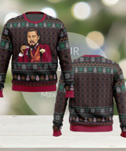Funny Leo Ugly Christmas 3D Sweater, Man Drinking Wine Xmas Sweatshirt, Christmas Party 2024 Shirt, Christmas Movie Tee, Gifts For Fan