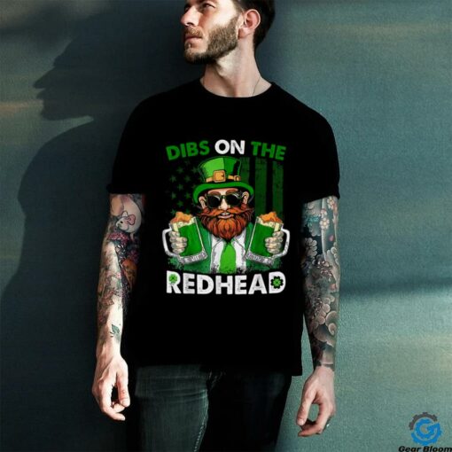 Funny Leprechaun Dibs On The Redhead St Patricks Day Mens T Shirt