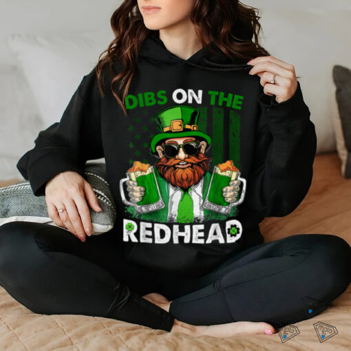 Funny Leprechaun Dibs On The Redhead St Patricks Day Mens T Shirt