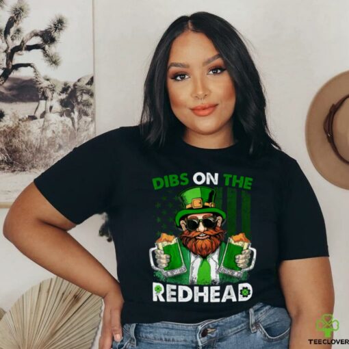 Funny Leprechaun Dibs On The Redhead St Patricks Day Mens T Shirt