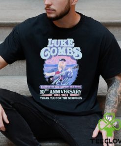 Funny Luke Combs 2024 Growin Up And Gettin Old Tour 10th Anniversary 2014 2024 Thank You For The Memories Signatures T hoodie, sweater, longsleeve, shirt v-neck, t-shirt