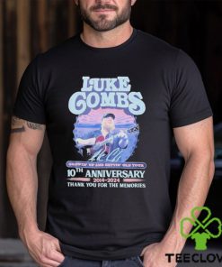 Funny Luke Combs 2024 Growin Up And Gettin Old Tour 10th Anniversary 2014 2024 Thank You For The Memories Signatures T hoodie, sweater, longsleeve, shirt v-neck, t-shirt