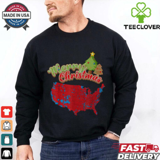 Funny Merry Christmas America Election Map 2024 T Shirt