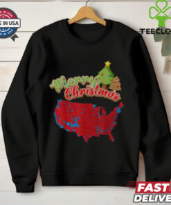 Funny Merry Christmas America Election Map 2024 T-shirt humorous holiday design featuring an election map theme for Christmas