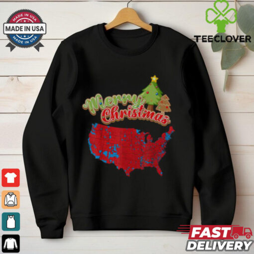 Funny Merry Christmas America Election Map 2024 T Shirt