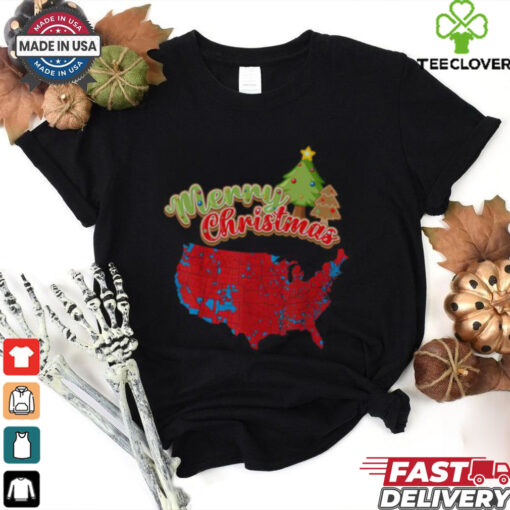 Funny Merry Christmas America Election Map 2024 T Shirt