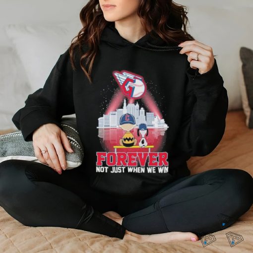 Funny Peanuts Snoopy And Charlie Brown Watching Cleveland Guardians Forever Not Just When We Win Shirt