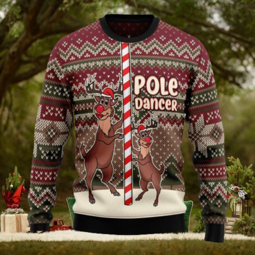 Funny Pole Dancer Reindeer Ugly Christmas Sweater Thankgiving Gift Men Women