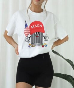Funny Proud Maga Garbage Trump Supporter Trash Can Cartoon T Shirt