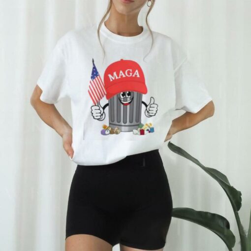 Funny Proud Maga Garbage Trump Supporter Trash Can Cartoon T Shirt
