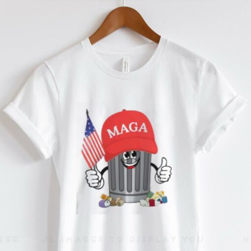 Funny Proud Maga Garbage Trump Supporter Trash Can Cartoon T Shirt