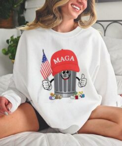 Funny Proud Maga Garbage Trump Supporter Trash Can Cartoon T Shirt