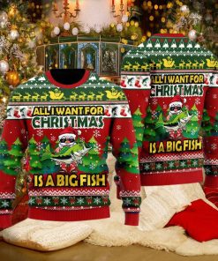 Funny Santa All I Want For Christmas Is A Big Fish Funny Christmas Gift Ugly Christmas Sweater