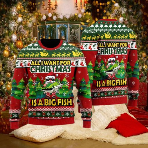 Funny Santa All I Want For Christmas Is A Big Fish Funny Christmas Gift Ugly Christmas Sweater