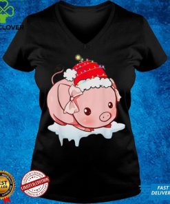 Funny Santa Pig Xmas Light Christmas Pig Lover Shirt