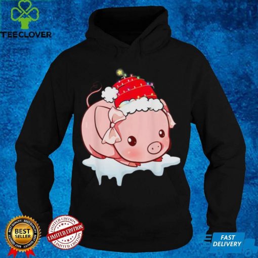 Funny Santa Pig Xmas Light Christmas Pig Lover Shirt