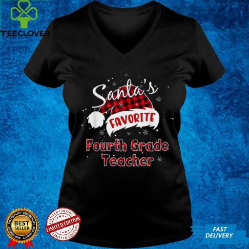 Funny Santas Favorite Fourth Grade Teacher Christmas Pajama T Shirt Hoodie, Sweter Shirt