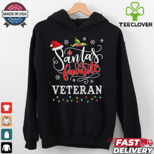Funny Santas Favorite Veteran Christmas Gift Xmas Hat Veteran T Shirt Recovered