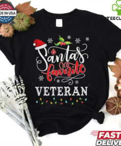 Funny Santas Favorite Veteran Christmas Gift Xmas Hat Veteran T Shirt Recovered