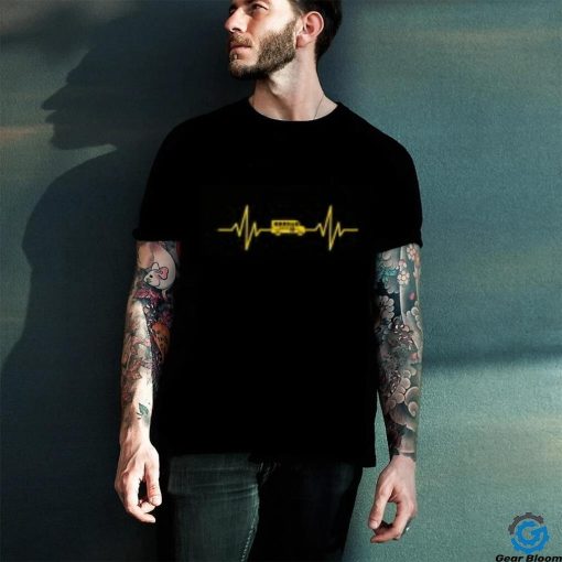Funny School Bus Driver Gift Love School Bus Heartbeat T Shirt