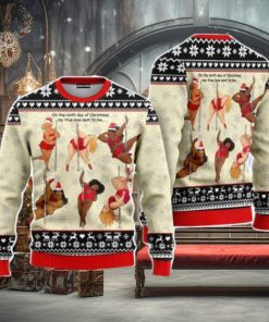Funny Six Santa Women Dancing Sexy Woman Ugly Christmas Unisex Ugly Sweater