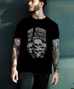 Funny Skull Design No Gods, No Kings, No Masters Tee T Shirt