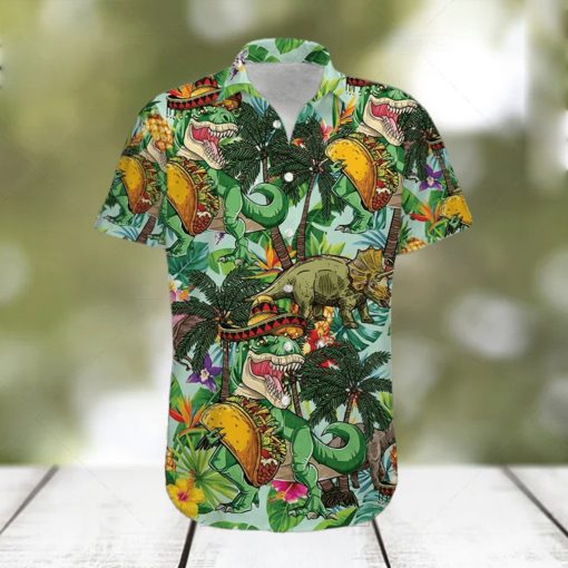 Funny Tacos T Rex Green Unisex Hawaiian Shirts