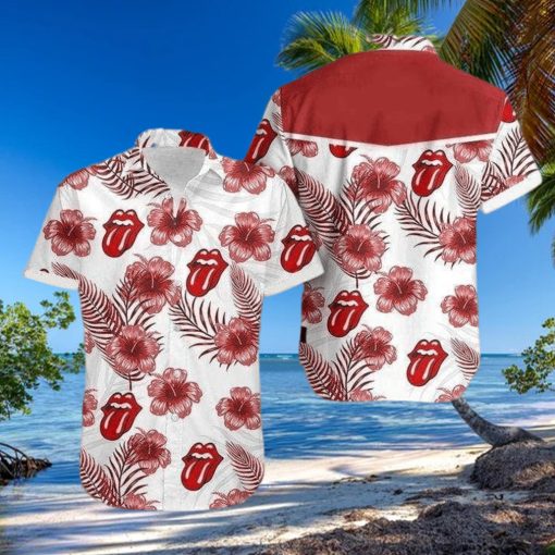 Funny Tonge Out Sexy Lips Red Hibiscus Tropical Hawaiian Aloha Shirts