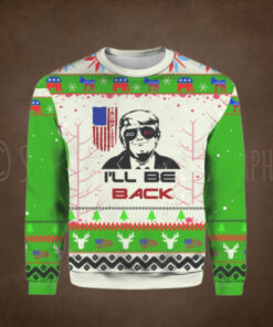 Funny Trump 2024 I’ll be Back Christmas Sweater HD – Unisex Funny Winter Holiday Ugly Christmas Sweater