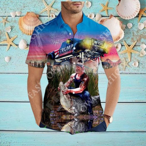 Funny Trump Riding A Crocodile Car Hawaii Shirt