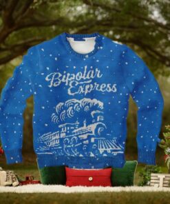 Funny Ugly Christmas Sweater   Bipolar Express   Humorous & Mental Health Awareness Holiday Train